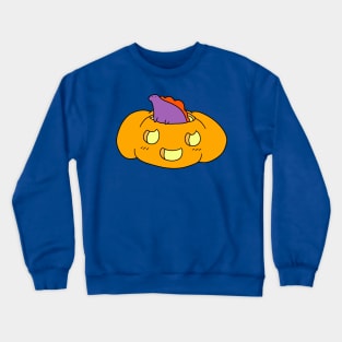 Purple Stegosaurus and Jack O' Lantern Crewneck Sweatshirt